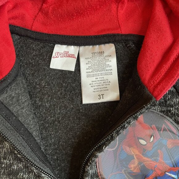 Marvel Spider-Man Toddler Boys Full-Zip Hoodie Jacket 3T Black & Red - Picture 3 of 4